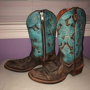 Dan Post Turquoise Cowgirl Boots- Square Toe